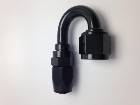 Fragola -8AN Fem x -6AN Hose 180 Degree Reducing Hose End - Black