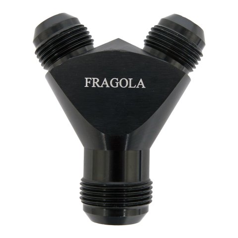 Fragola Y-Fitting -16AN Male Inlet x -12AN Male Outlets Black