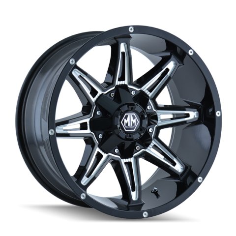 Mayhem 8090 Rampage 20x9 / 8x165.1 BP / 18mm Offset / 130.8mm Hub Gloss Black Milled Wheel