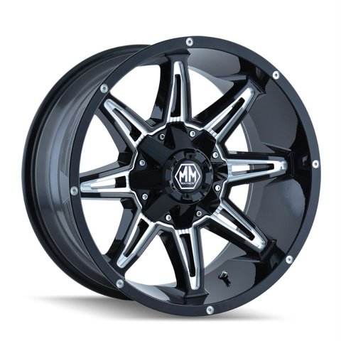 Mayhem 8090 Rampage 20x10 / 8x170 BP / -25mm Offset / 125.2mm Hub Gloss Black Milled Wheel