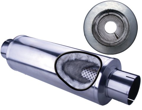 Diamond Eye MFLR 5inID SGL IN/SGL OUT 7inDIA X 24in BODY 30in LENGTH LOUVERED SLOTTED ENDS 409 SS