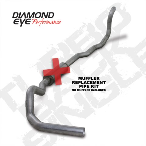 Diamond Eye KIT 4in Turbo Back MFLR RPLCMENT PIPE SGL AL: 89-93 DODGE CUMMINS 5.9L