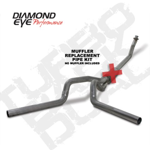 Diamond Eye KIT 4in Turbo Back MFLR RPLCMENT PIPE DUAL SS: 94-02 DODGE CUMMINS 5.9L