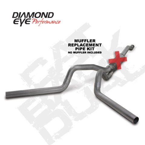 Diamond Eye KIT 4in Catback MFLR RPLCMENT PIPE DUAL SS: 03-07 FORD 6.0L F250/F350