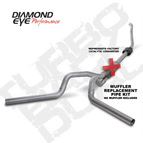 Diamond Eye KIT 4in Turbo Back MFLR RPLCMENT PIPE DUAL ALUM94-97 5 7 3L F250/F350 PWRSTROKE NFS