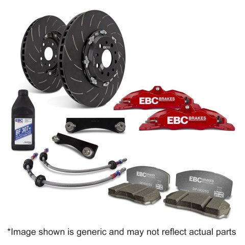 EBC Racing 12-20 Audi A3 (8V) 1.8T Red Apollo-4 Calipers 330mm Rotors Front Big Brake Kit