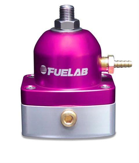 Fuelab 545 EFI Adjustable Mini FPR In-Line 25-90 PSI (1) -6AN In (1) -6AN Return - Purple