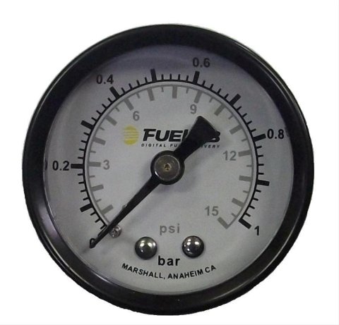 Fuelab 1.5in Carb Fuel Pressure Gauge - Range 0-15 PSI (Dual Bar/PSI Scale)