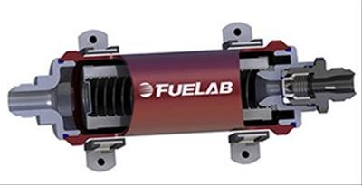 Fuelab 858 In-Line Fuel Filter Long -8AN In/Out 100 Micron Stainless w/Check Valve - Red