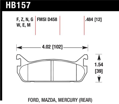 Hawk 91-96 Ford Escort / 90-93 Mazda Miata / 90-94 Protege / 91-96 Mer Tr DTC-30 Race Rear Brake Pad