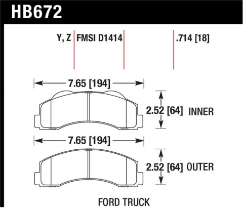 Hawk 10-11 Ford Expedition/F-150 SVT Raptor / 10-11 F-150 Performance Ceramic Front Street Brake Pad