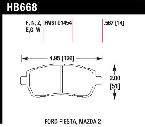 Hawk 11-12 Ford Fiesta S/SE/SEL / 11-12 Mazda 2 Sport/Touring DTC-60 Front Race Brake Pads