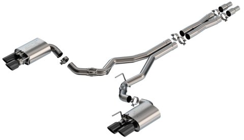 Borla 2024 Ford Mustang GT 5.0L V8 w/ Active Exhaust ATAK Cat-Back Exhaust System - Black Chrome