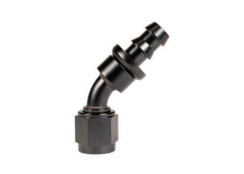 Fleece Performance Universal -8AN 45Deg to Hose Barb - Black