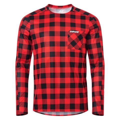 USWE Flannel Long Sleeve Lightweight Off-Road Jersey Flame Red - 2XL