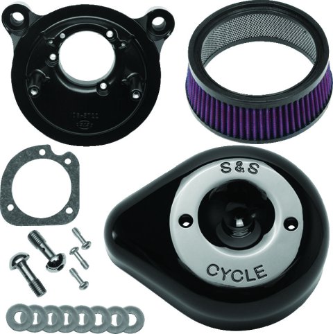 S&S Cycle 08-17 Touring/16-17 Softails Models Stealth Air Cleaner Kit w/ Black Teardrop Cover