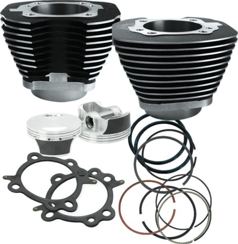 S&S Cycle 07-17 BT 106in Big Bore Cylinder Kit - Wrinkle Black