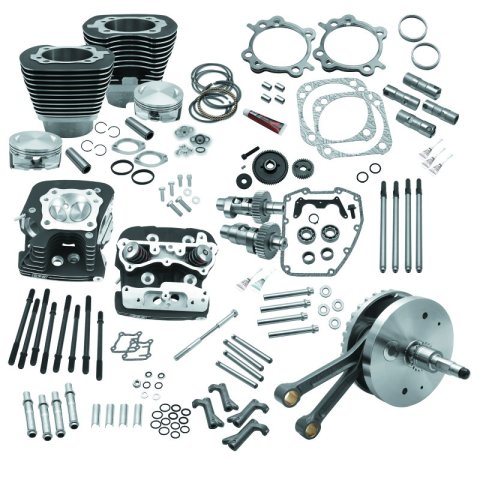 S&S Cycle 00-06 BT 124in Hot Set Up Kit w/ S&S Cylinder Heads - Wrinkle Black