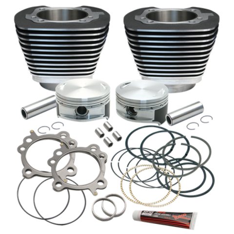 S&S Cycle 99-16 BT Replacement 3-7/8in Bore Cylinder & Piston Kit For S&S 106in Stroker Kit - Wblack