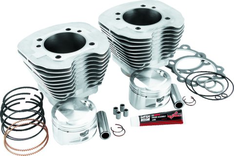 S&S Cycle 1999+ BT Replacement 3-7/8in Bore Cylinder & Piston Kit For S&S 95in Big Bore Kit - Silver