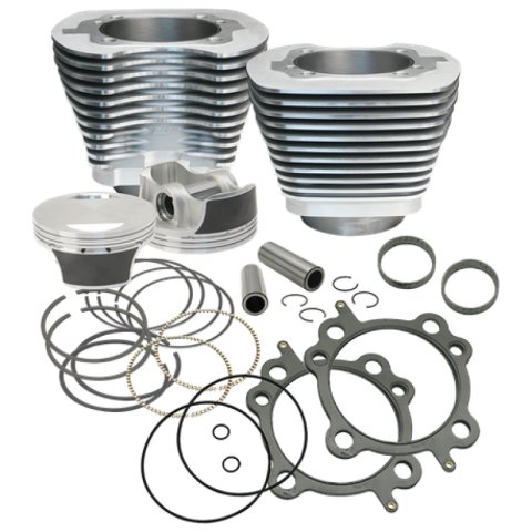S&S Cycle 07-17 BT 106in Big Bore Cylinder Kit - Silver