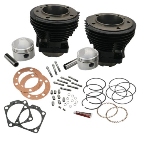 S&S Cycle 66-84 3-7/16in x Up To 4-3/4in Stroke Cylinder Kit - Gloss Black