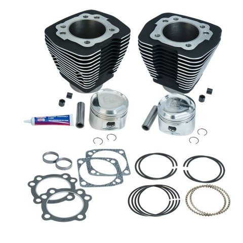 S&S Cylinder 84-99 BT w/Super Stock Cylinder Heads 80in 3 1/2in Bore Cylinder & Piston Kit - WBlack