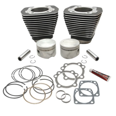 S&S Cylinder 84-99 BT w/Super Stock Cylinder Heads 89in 3 1/2in Bore Cylinder & Piston Kit - Wblack
