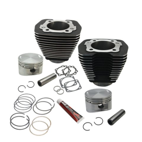 S&S Cycle 84-99 BT w/ Stock Heads 88in 3 5/8in Big Bore Cylinder & Piston Kit - Wrinkle Black