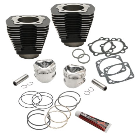 S&S Cycle 84-99 BT 96in 3-5/8in Big Bore Cylinder & Piston Kit For S&S SH96 Engines - Wrinkle Black