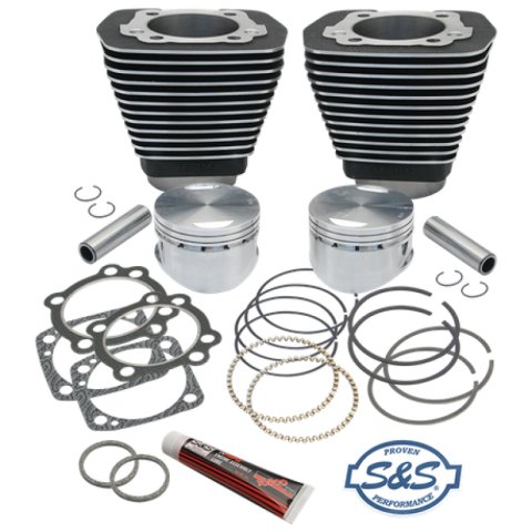 S&S Cycle 84-99 BT 96in 3 5/8in Sidewinder Big Bore Cylinder & Piston Kit - Wrinkle Black