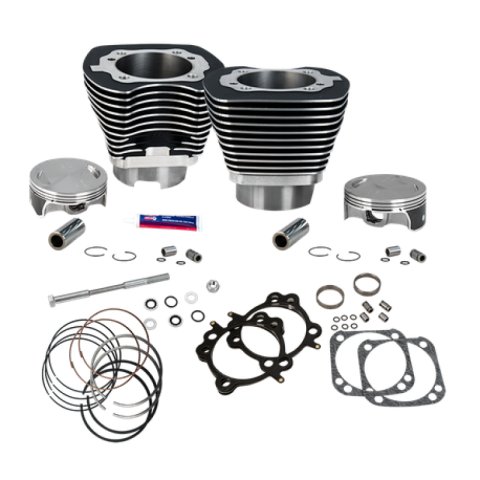 S&S Cycle 84-99 BT 4 1/8in Bore Cylinder Kit For S&S V111 Engine - Wrinkle Black