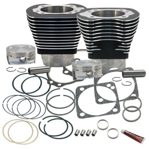 S&S Cycle 84-99 BT 4 1/8in Bore Cylinder & Pistons Kit For S&S V124 Engine - Wrinkle Black