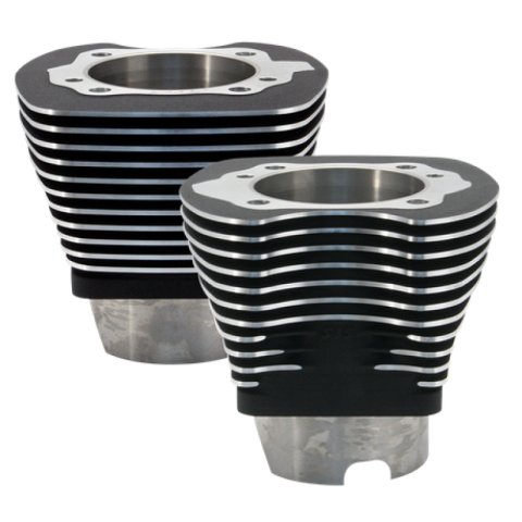 S&S Cycle 84-99 BT 4-1/8in Bore Cylinder Set For 124in V-Series Engine - Wrinkle Black