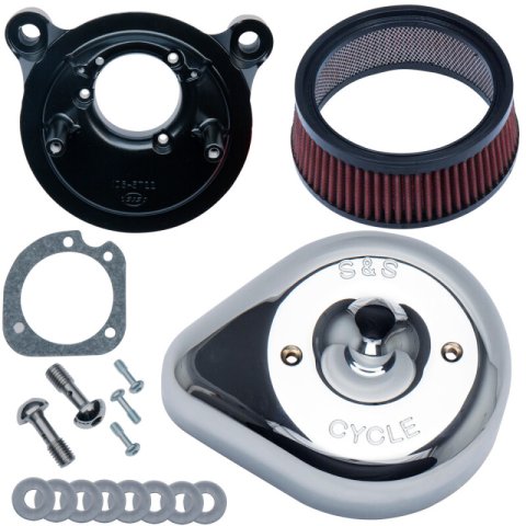 S&S Cycle 84-99 BT w/ Super E/G Carb Stealth Air Cleaner Kit w/ Chrome Slasher Teardrop