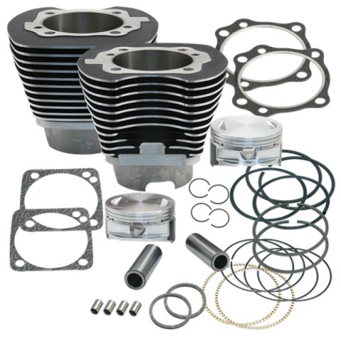 S&S Cycle 99-06 BT 4 1/8in Bore Cylinder & Piston Kit Early Production T111 Engines - Wrinkle Black