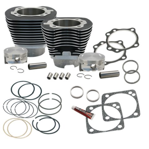 S&S Cycle 99-06 BT 4 1/8in Bore Cylinder & Pistons Kit For Early Production S&S T117 Engine - WBlack