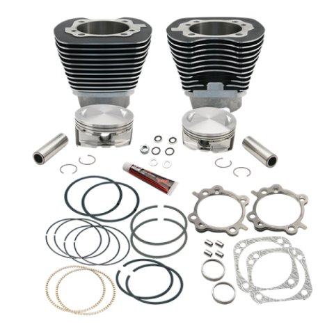 S&S Cycle 99-06 w/ 89cc/91cc Heads 4 1/8in Bore Cyl & Piston Kit For 124in Hot Set Up Kit - Wblack