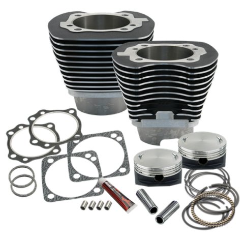 S&S Cycle 99-06 BT 4-1/8in Bore Cylinder & Piston Kit - Wrinkle Black
