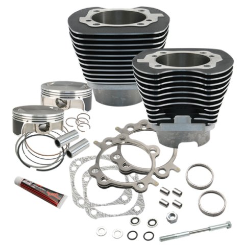S&S Cycle 07-17 BT 117in Big Bore Cylinder Kit - Black Wrinkle