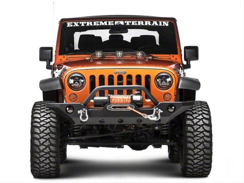 Rugged Ridge 07-18 Jeep Wrangler JK Black 3 Sqaure LED Hood Mounted Light Bar Kit