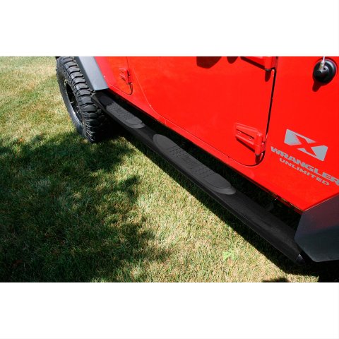Rugged Ridge 4 1/4-In Oval Side Step Black 07-18 Jeep Wrangler Unlimited JK