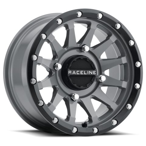 Raceline A95SG Trophy 14x7in / 4x156 BP / 38mm Offset / 132.5mm Bore - Grey & Black Lip Wheel