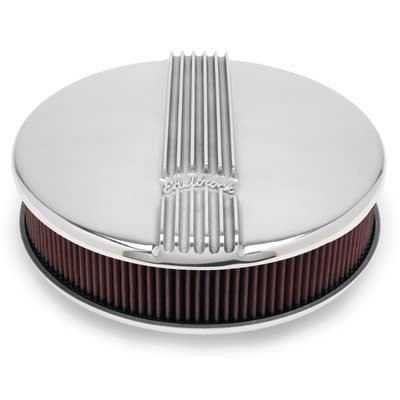 Edelbrock Air Cleaner Classic Series Round Aluminum Top Cloth Element 14In Dia X 3 9In Polished