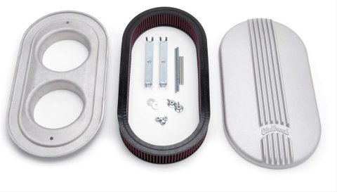 Edelbrock Air Cleaner Classic Series Oval Aluminum 17 5In X 9 35In X 4 45In Dual Carburetor