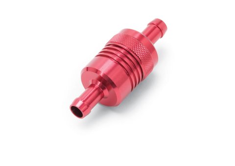 Edelbrock Fuel Filter Aluminum 3In X 01/ 1/8In 3/8In Inlet/Outlet Red