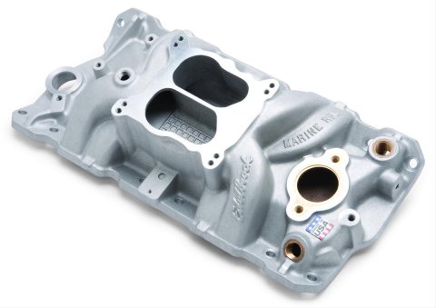 Edelbrock Manifold SBC 23-Degree Marine RPM 1955-1986 w/ Brass