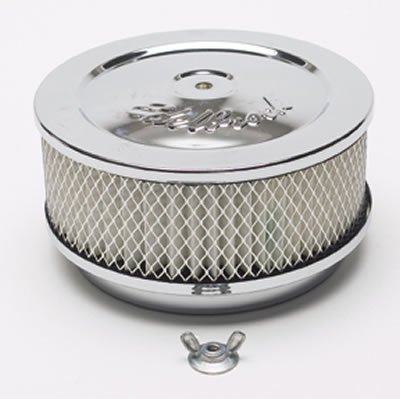 Edelbrock Air Cleaner Pro-Flo Series Round Steel Top Paper Element 6In Dia X 3 625In Chrome