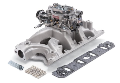 Edelbrock Manifold And Carb Kit Performer RPM Air-Gap Small Block Ford 351W Natural Finish