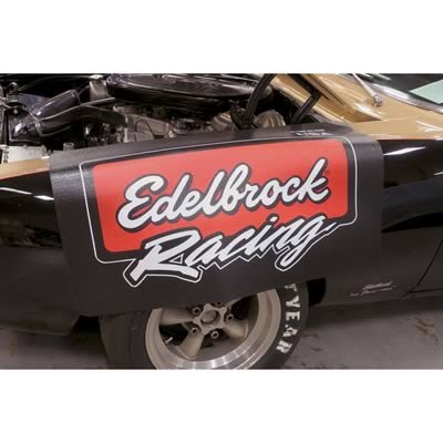 Edelbrock Racing Fender Cover - PVC Foam Mat - 2 Color Printed Edelbrock Racing Logo